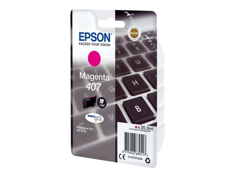 Epson 407 Magenta Cartucho de Tinta Original - C13T07U340 Epson 407 Magenta Cartucho de Tinta Original - C13T07U340