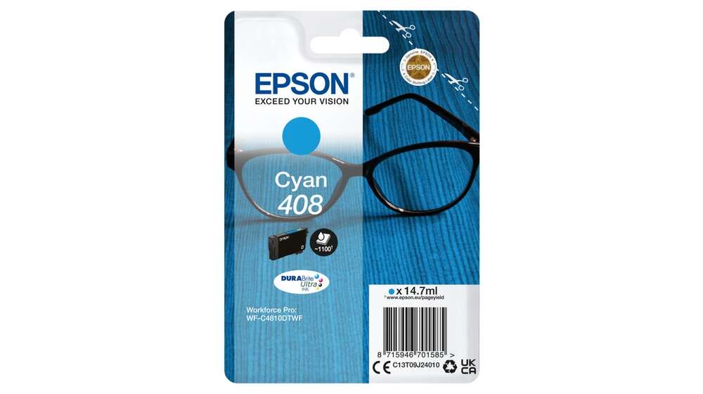 Epson 408 Cyan Cartucho de Tinta Original - C13T09J24010 Epson 408 Cyan Cartucho de Tinta Original - C13T09J24010