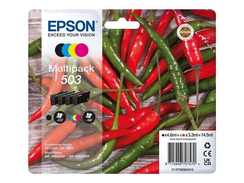 Epson 503 Pack de 4 Cartuchos de Tinta Originales - C13T09Q64010 Epson 503 Pack de 4 Cartuchos de Tinta Originales - C13T09Q64010