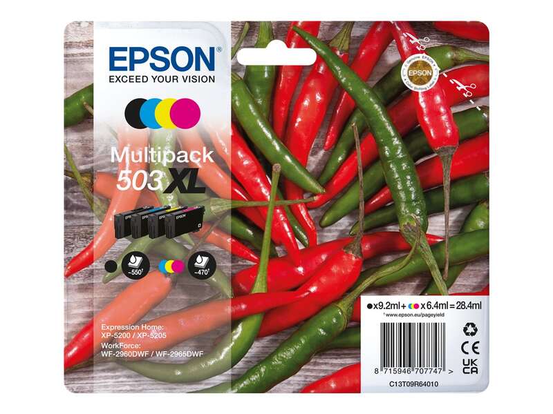 Epson 503XL Pack de 4 Cartuchos de Tinta Originales - C13T09R64010 Epson 503XL Pack de 4 Cartuchos de Tinta Originales - C13T09R64010
