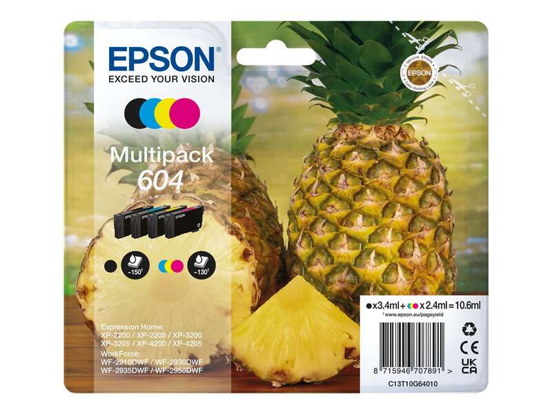 Epson 604 Pack de 4 Cartuchos de Tinta Originales - C13T10G64010 Epson 604 Pack de 4 Cartuchos de Tinta Originales - C13T10G64010