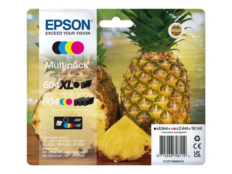 Epson 604XL/604 Pack de 4 Cartuchos de Tinta Originales - C13T10H94010 Epson 604XL/604 Pack de 4 Cartuchos de Tinta Originales - C13T10H94010