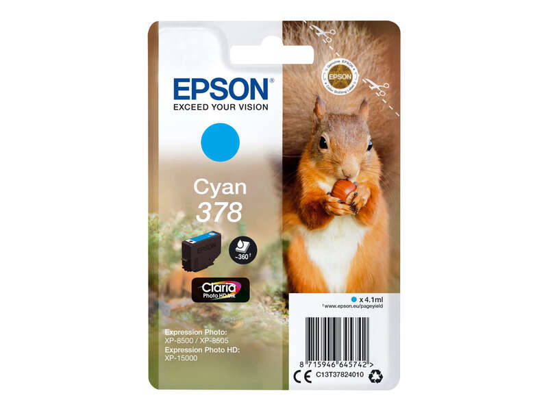 Epson 378 Cyan Cartucho de Tinta Original - C13T37824010 Epson 378 Cyan Cartucho de Tinta Original - C13T37824010