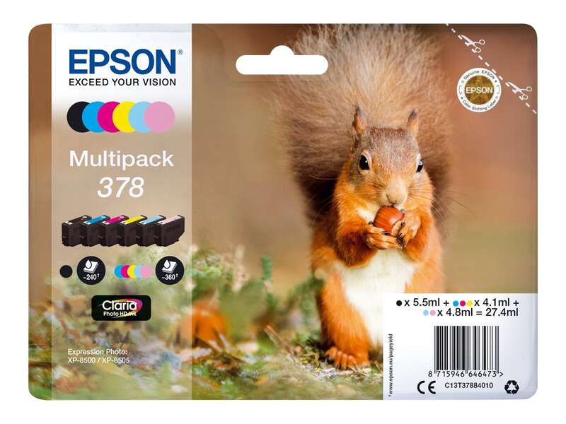 Epson 378 Pack de 6 Cartuchos de Tinta Originales - C13T37884010 Epson 378 Pack de 6 Cartuchos de Tinta Originales - C13T37884010