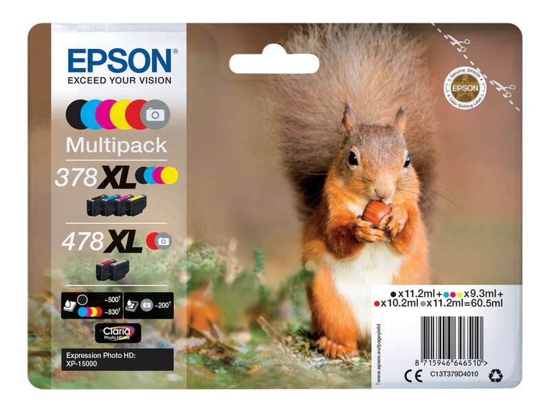 Epson 378XL/478XL Pack de 6 Cartuchos de Tinta Originales - C13T379D4010 Epson 378XL/478XL Pack de 6 Cartuchos de Tinta Originales - C13T379D4010