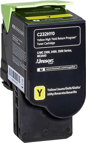 Lexmark C2325/C2425/C2535/MC2325/MC2425/MC2535/MC2640 Amarillo Cartucho de Toner Original - C232HY0 Lexmark C2325/C2425/C2535/MC2325/MC2425/MC2535/MC2640 Amarillo Cartucho de Toner Original - C232HY0