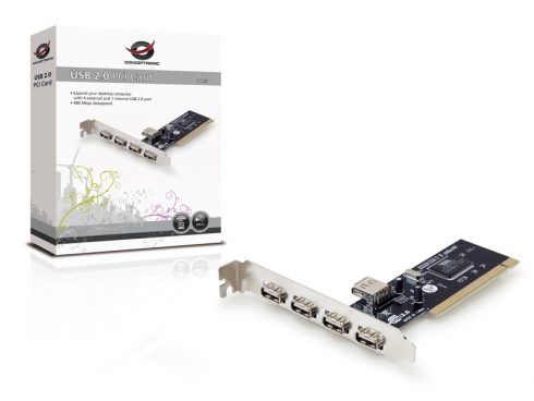 Conceptronic Tarjeta PCI Express 2.0 de 4 Puertos USB 2.0 Externos y 1 Puerto USB 2.0 Interno - 480Mbps
