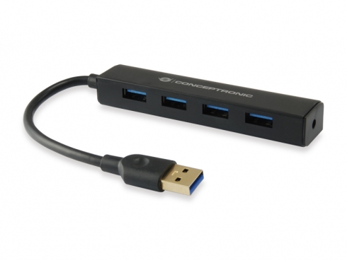 Conceptronic Hub Extensor USB3.0 a 4 Puertos USB3.0 - 5Gbps - Negro