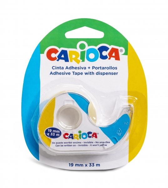 Carioca Portarollos + Cinta Adhesiva Transparente 19mm x 33m - No Amarillea con el Tiempo - Ideal para Papel y Carton