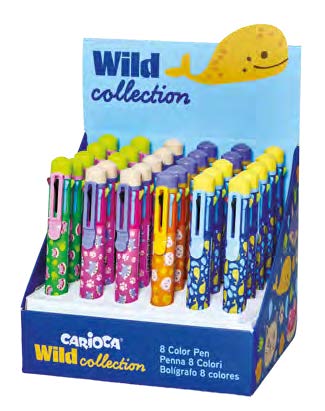 Carioca Wild Collection Expositor con 30 Boligrafos de 8 Colores - Punta 1mm - Divertidos Diseños de Animales - Clip de Sujeccion Carioca Wild Collection Expositor con 30 Boligrafos de 8 Colores - Punta 1mm - Divertidos Diseños de Animales - Clip de Sujeccion