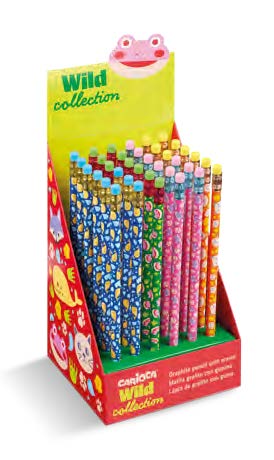 Carioca Wild Collection Expositor con 36 Lapices HB con Goma de Diferentes Colores - Divertidos Diseños de Animales Carioca Wild Collection Expositor con 36 Lapices HB con Goma de Diferentes Colores - Divertidos Diseños de Animales