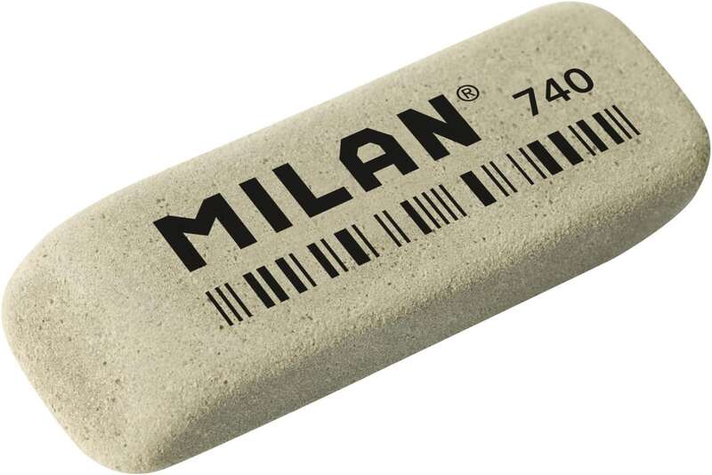 Milan 740G Goma de Borrar Abrasiva Biselada - Flexible - Miga de Pan - Caucho - Color Gris
