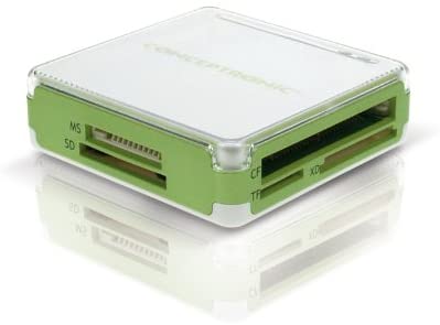 Conceptronic Hub de 3 Puertos USB y Lector de Tarjetas SD, MMC y tarjetas de memoria - Color Blanco/Verde