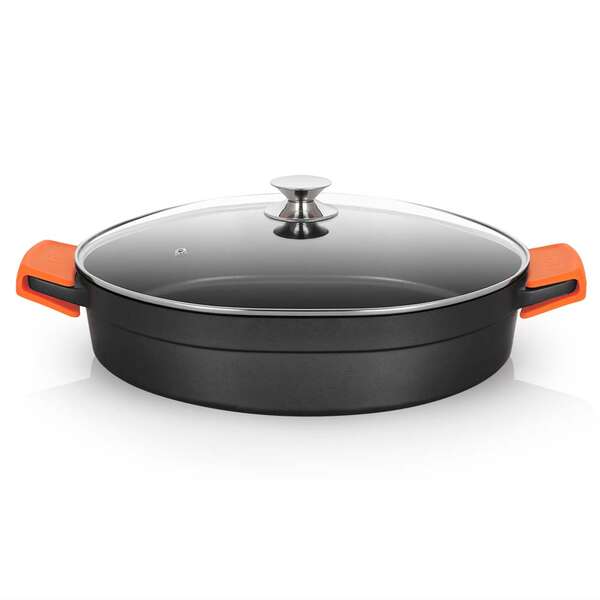 Orbegozo CDB Cacerola Baja Serie 10.5L - Aluminio Fundido Indeformable - Asas de Silicona - Apta para Todo Tipo de Fuegos - Superficie Antiadherente - Tapa de Cristal Templado Orbegozo CDB Cacerola Baja Serie 10.5L - Aluminio Fundido Indeformable - Asas de Silicona - Apta para Todo Tipo de Fuegos - Superficie Antiadherente - Tapa de Cristal Templado