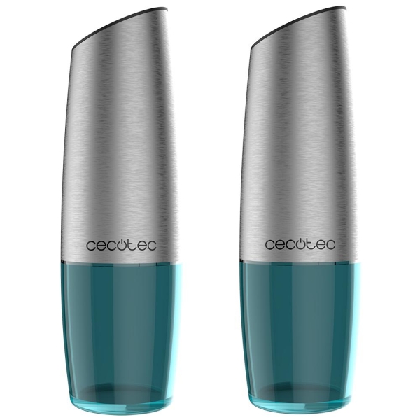 Cecotec InstantMill Gravity Duo Pack de 2 Molinillos Electricos de Especias - Cuerpo de Acero Inoxidable - Mecanismo Ajustable - Ventanas de Acrilico - Luz LED Incorporada - Resistente a Corrosion