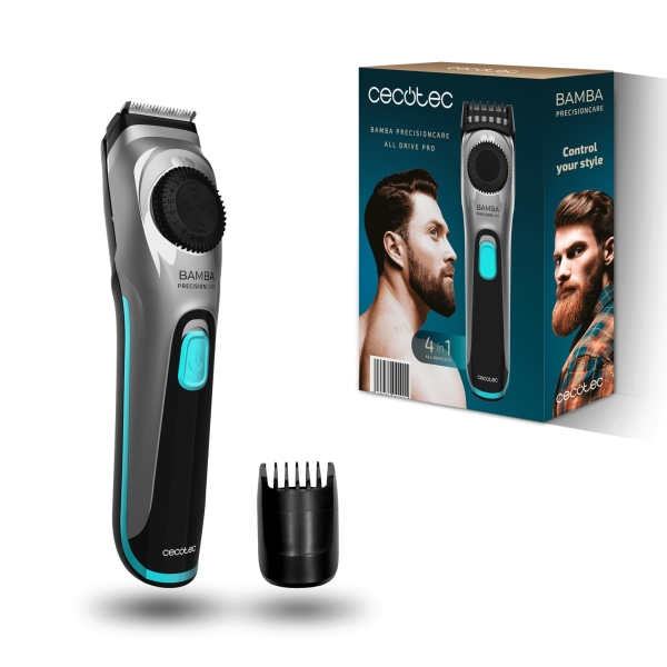 Cecotec Bamba PrecisionCare AllDrive Pro Recortadora para Barba - Cuchillas de Titanio - Uso Inalambrico y con Cable - Autonomia 75min - Cuchillas Extraibles - Ergonomico - Color Gris Cecotec Bamba PrecisionCare AllDrive Pro Recortadora para Barba - Cuchillas de Titanio - Uso Inalambrico y con Cable - Autonomia 75min - Cuchillas Extraibles - Ergonomico - Color Gris