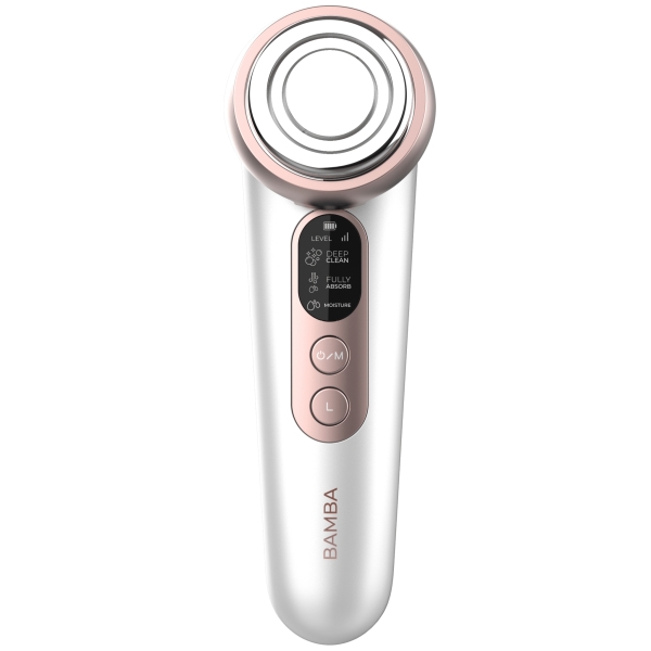 Cecotec Bamba FaceCare LightSonic Masajeador Facial - Pantalla LCD - Modos de Cuidado Facial - Funcion Calor - Luz LED - Limpieza Ionica - Microcorrientes EMS - 60min de Autonomia - Color Blanco
