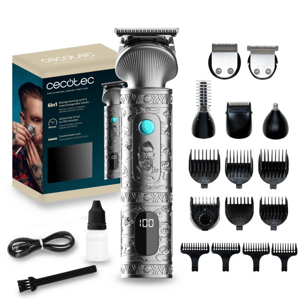 Cecotec PrecisionCare Samurai Profiling Afeitadora Recortadora 6 en 1 con Base - Autonomia 170min - Incluye Accesorios - Cuchillas Acero Inoxidable - Cabezales Incluidos - Incluye Peines Guia - Color Gris Cecotec PrecisionCare Samurai Profiling Afeitadora Recortadora 6 en 1 con Base - Autonomia 170min - Incluye Accesorios - Cuchillas Acero Inoxidable - Cabezales Incluidos - Incluye Peines Guia - Color Gris