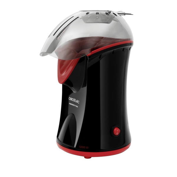 Cecotec FunandTaste Pop Corn Palomitero Electrico - 1200W - Conveccion por Aire Caliente - Listas en 2min - Cuchara Dosificadora - Facil Limpieza Desmontable - Color Negro y Rojo