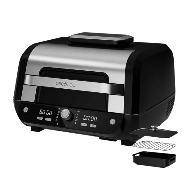 Cecotec Cecofry FireDome 8000 Pro Freidora sin Aceite 2 en 1 - 1700W - Doble Resistencia - 12 Modos - Gran Capacidad 8L - Grill con 4 Niveles - Rango de 50 a 230°C - Accesorios Incluidos - Color Negro