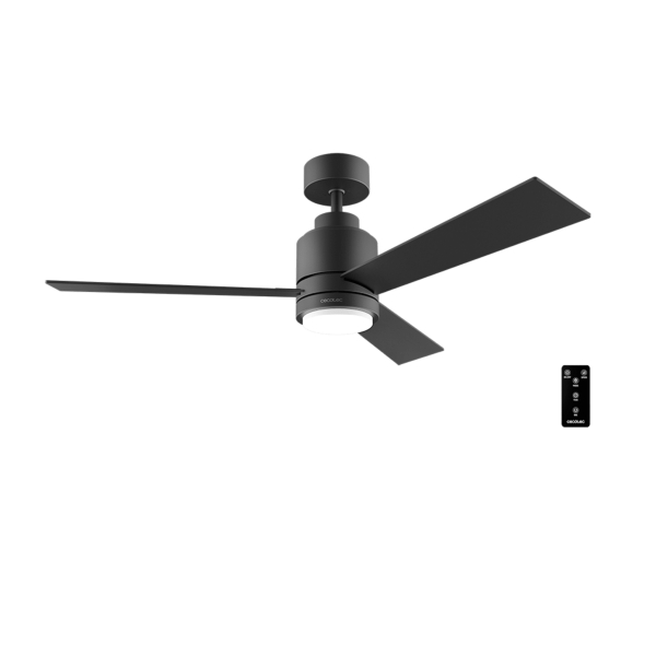 Cecotec EnergySilence Aero 4850 Style Black Ventilador de Techo con 3 Aspas y Luz Integrada - 30W - Diametro de 48\" - LED de 22W - 6 Velocidades - Modo Invierno - Temporizador Regulable - Color Negro