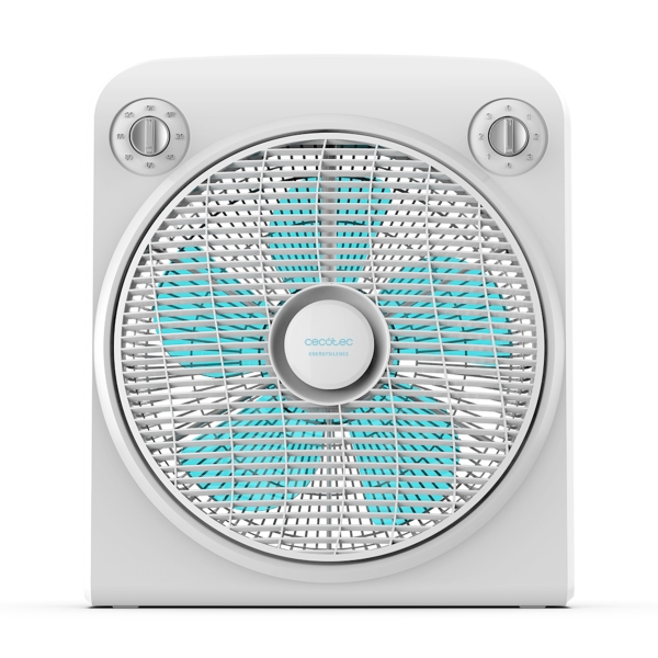 Cecotec EnergySilence 6000 Power Box Ventilador de Suelo con 5 Aspas - 50W - Funcionamiento Silencioso - Rejilla Giratoria Multidireccional - Temporizador Programable - 3 Velocidades - Color Blanco