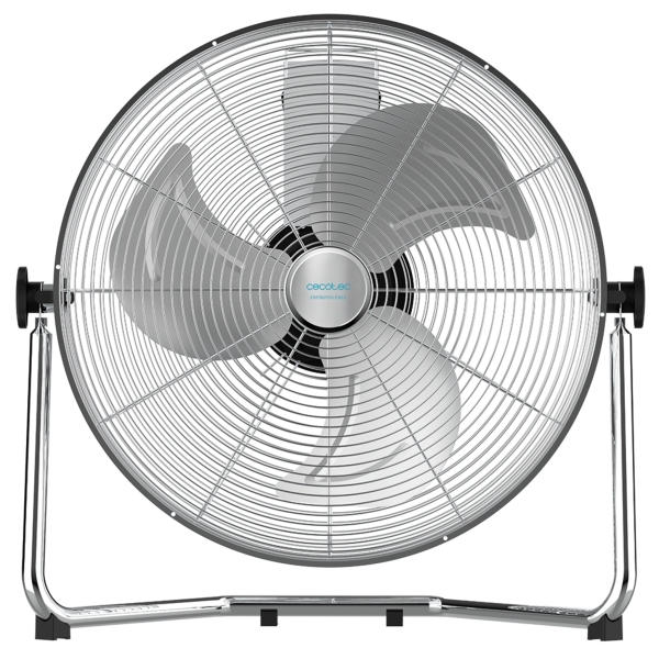 Cecotec EnergySilence 4300 Pro Ventilador Industrial de Suelo con 3 Aspas Metalicas - 110W - Silencioso - 3 Velocidades - Inclinacion Flexible - Base Estable - Rejilla Protectora - Cromado