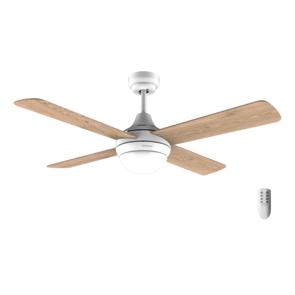 Cecotec EnergySilence Aero 4250 DC Fresh Ventilador de Techo con 4 Aspas de Madera Reversibles y Luz - 40W - Diametro de 42\" - 3 Tonos LED - Modo Invierno - Temporizador - Acero Inoxidable