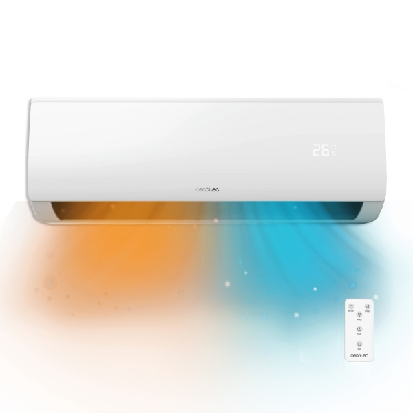 Cecotec AirClima 9000 Aire Acondicionado Split - 2250 Frigorias - Capacidad 9000 BTU - Bomba de Calor - Sistema Inverter - Pantalla LED - Mando a Distancia - 5 Modos - Filtro Lavable - Color Blanco