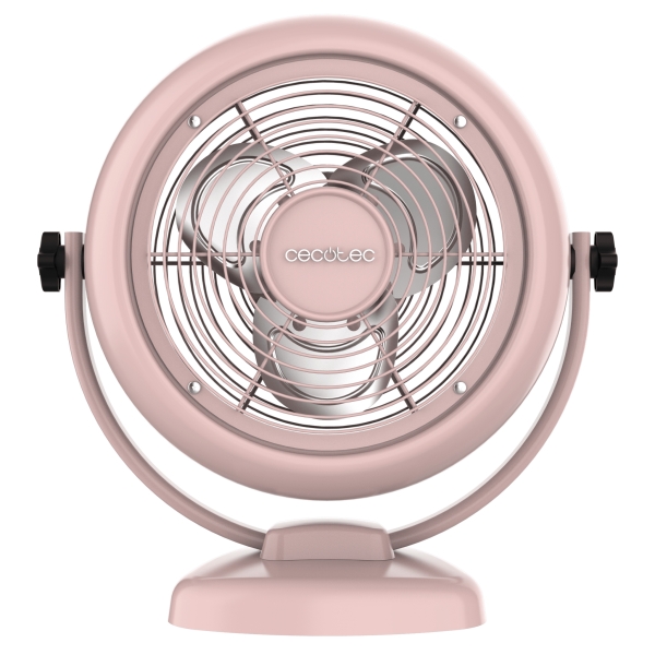 Cecotec EnergySIlence 800 RetroDesk Ventilador de Sobremesa con 3 Aspas - 20W - Diametro de 20cm - Inclinacion Ajustable - 2 Velocidades - Base Estable - Rejilla Protectora - Color Rosa