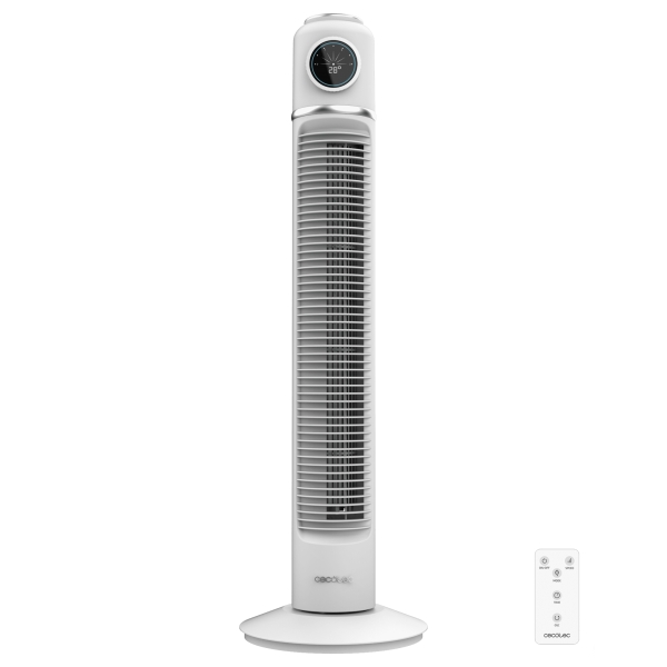 Cecotec EnergySilence 1090 Skyline Retro Smart Ventilador de Torre de 32\" de Altura - 40W - Mando a Distancia - Pantalla LED - Tactil - 3 Velocidades - Temporizador - Oscilacion de 72º - Color Blanco