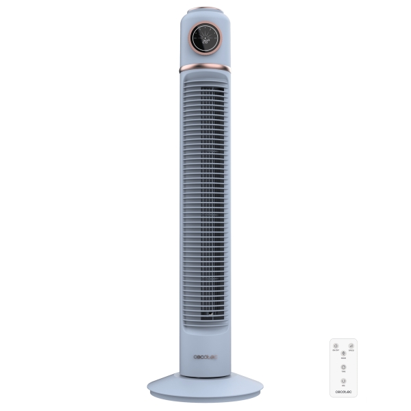 Cecotec EnergySilence 1090 Skyline Retro Smart Ventilador de Torre de 32\" de Altura - 40W - Mando a Distancia - Pantalla LED Tactil - 3 Velocidades - Temporizador - Oscilante - Color Azul Claro