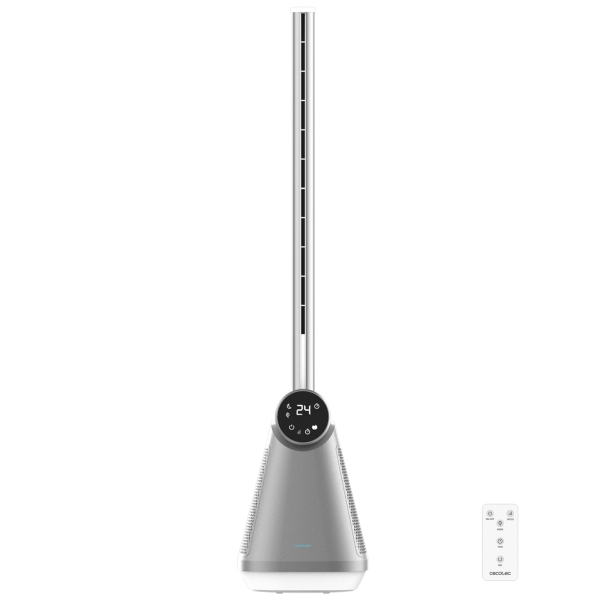 Cecotec EnergySilence 9890 Skyline Bladeless Ventilador de Torre de 39\" de Altura - 50W - Tecnologia sin Aspas - Control Tactil - Temporizador - 3 Velocidades - Oscilacion de 40º - Color Gris