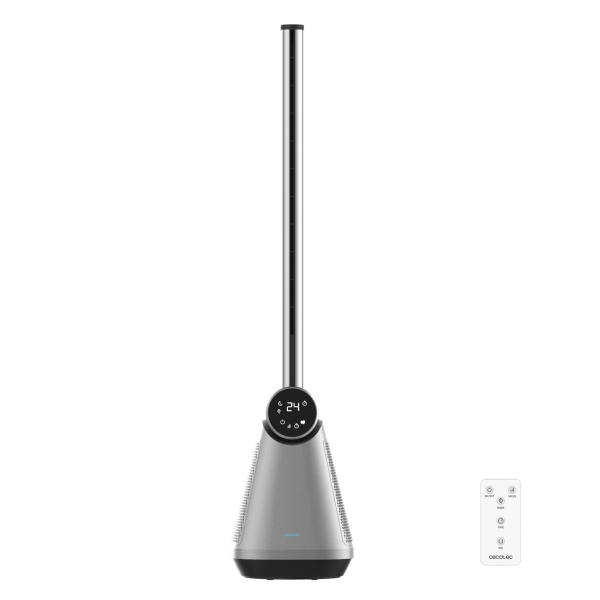Cecotec EnergySilence 9890 Skyline Bladeless Dark Ventilador de Torre de 39\" de Altura - 50W - Tecnologia sin Aspas - Control Tactil - Temporizador - 3 Velocidades - Oscilacion de 40º - Color Gris