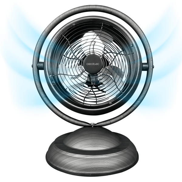 Cecotec EnergySilence 1000 RetroDesk Wood Ventilador de Sobremesa con 3 Aspas - Potencia de 20W - Diametro de 10\" - 3 Velocidades - Inclinacion Flexible - Elegante y Minimalista - Color Gris