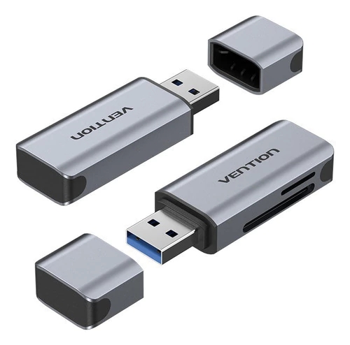 Vention Lector de Tarjetas TF y SD - USB-A 3.0 - Aluminio - Plug and Play - Color Gris Vention Lector de Tarjetas TF y SD - USB-A 3.0 - Aluminio - Plug and Play - Color Gris