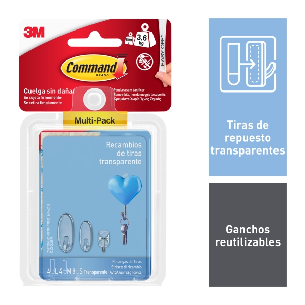 Command Tiras Adhesivas de Repuesto - Formatos Surtidos - Soporta hasta 3.6kg - Color Blanco Command Tiras Adhesivas de Repuesto - Formatos Surtidos - Soporta hasta 3.6kg - Color Blanco