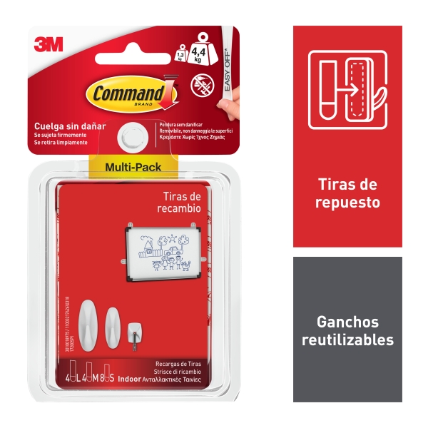 Command Tiras Adhesivas de Repuesto - Formatos Surtidos - Soporta hasta 4.4kg - Color Transparente Command Tiras Adhesivas de Repuesto - Formatos Surtidos - Soporta hasta 4.4kg - Color Transparente