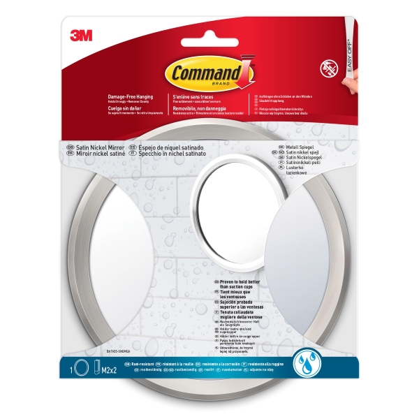 Command Espejo para Aseo - Incluye 2 Pares de Tiras Adhesivas Medianas - Color Niquel Satinado Command Espejo para Aseo - Incluye 2 Pares de Tiras Adhesivas Medianas - Color Niquel Satinado