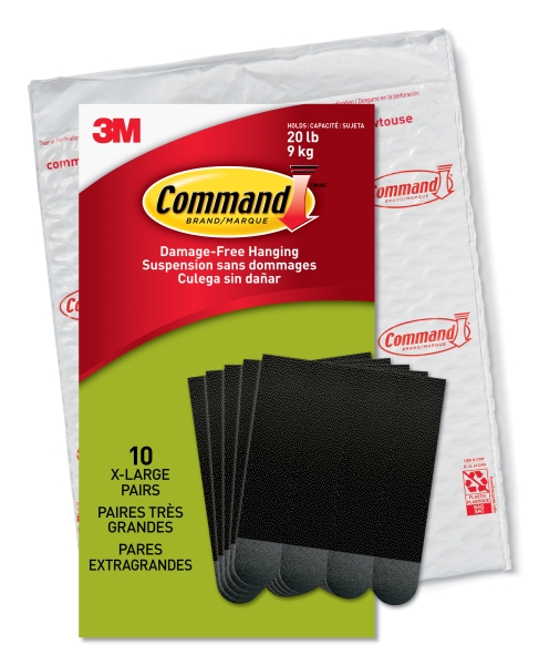 Command Pack de 20 Tiras Adhesivas para Objetos Pesados - 9kg - 10 Pares XL - Soporta hasta 9kg - Color Negro Command Pack de 20 Tiras Adhesivas para Objetos Pesados - 9kg - 10 Pares XL - Soporta hasta 9kg - Color Negro