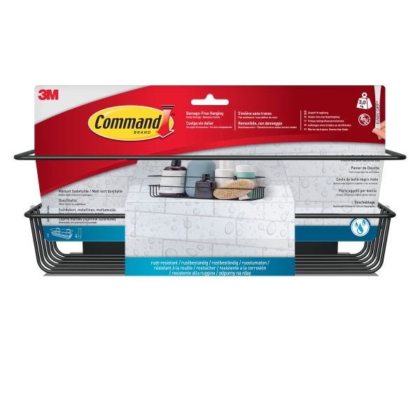 Command Cesto Organizador de Aseo - Soporta hasta 3kg - Incluye 4 Tiras Adhesivas - Color Negro Mate Command Cesto Organizador de Aseo - Soporta hasta 3kg - Incluye 4 Tiras Adhesivas - Color Negro Mate