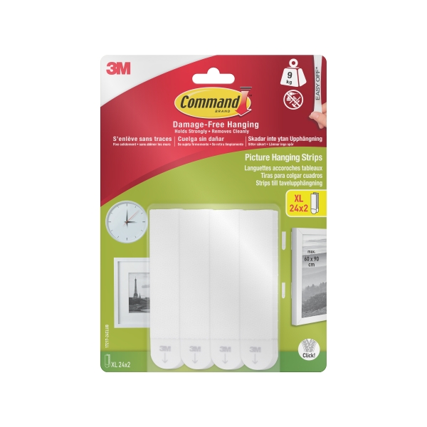 Command Pack de 48 Tiras Adhesivas para Objetos Pesados - 24 Pares XL - Soporta hasta 9kg - Color Blanco Command Pack de 48 Tiras Adhesivas para Objetos Pesados - 24 Pares XL - Soporta hasta 9kg - Color Blanco
