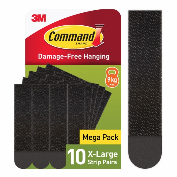 Command Pack de 20 Tiras Adhesivas para Colgar Cuadros - 10 Pares XL - Color Negro Command Pack de 20 Tiras Adhesivas para Colgar Cuadros - 10 Pares XL - Color Negro