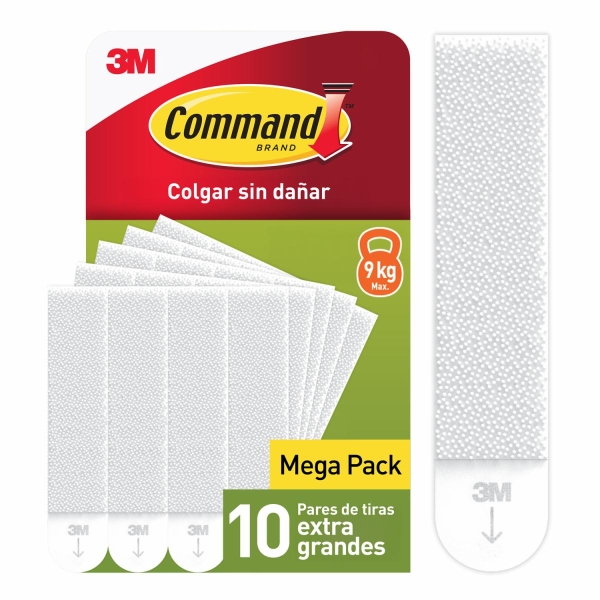 Command Pack de 20 Tiras Adhesivas para Colgar Cuadros - 10 Pares XL - Color Blanco Command Pack de 20 Tiras Adhesivas para Colgar Cuadros - 10 Pares XL - Color Blanco