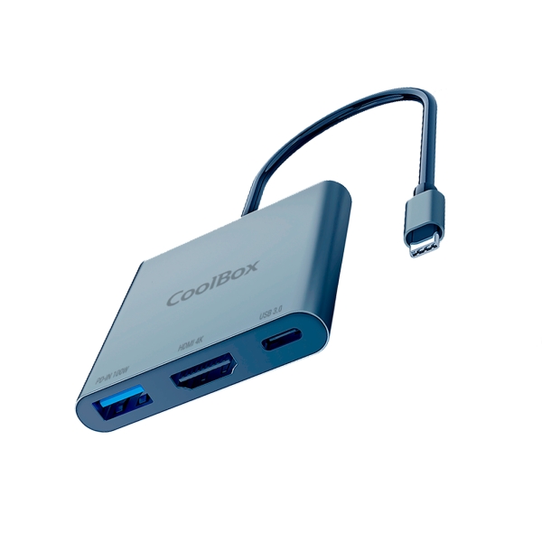 CoolBox MiniDock C31 USB-C - 1x HDMI 4K, 1x USB 3.2 Gen1, 1x USB-C PD - Compatible con PC, MAC y Consolas - Aluminio - Color Gris CoolBox MiniDock C31 USB-C - 1x HDMI 4K, 1x USB 3.2 Gen1, 1x USB-C PD - Compatible con PC, MAC y Consolas - Aluminio - Color Gris