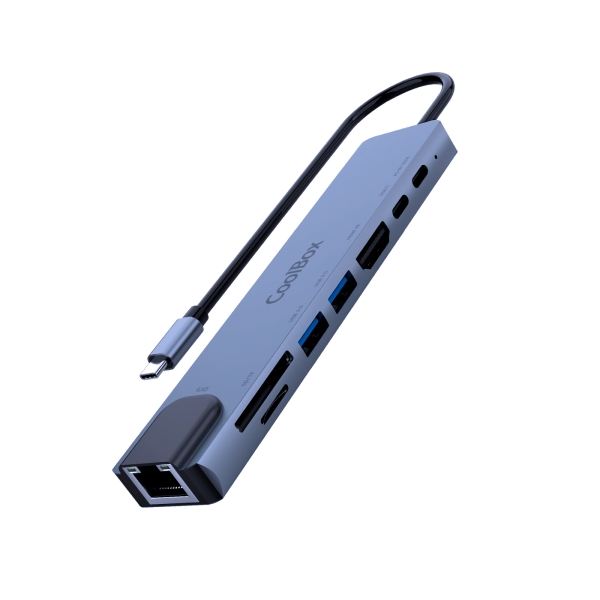CoolBox MiniDock C81 USB-C - 1x HDMI 4K, 2x USB 3.2 Gen1, 1x USB-C PD, 1x USB-C, 1x SD, 1xMicroSD/TF, 1x RJ45 10/100/1000 - Compatible con PC, MAC y Consolas - Aluminio - Color Gris CoolBox MiniDock C81 USB-C - 1x HDMI 4K, 2x USB 3.2 Gen1, 1x USB-C PD, 1x USB-C, 1x SD, 1xMicroSD/TF, 1x RJ45 10/100/1000 - Compatible con PC, MAC y Consolas - Aluminio - Color Gris