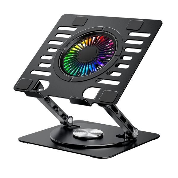 CoolBoox CoolAir RGB Soporte Elevador para Portatil de hasta 17\" - Ajustable en Altura - Rotacion de Base 360 - Ventilador RGB - Color Negro CoolBoox CoolAir RGB Soporte Elevador para Portatil de hasta 17\" - Ajustable en Altura - Rotacion de Base 360 - Ventilador RGB - Color Negro