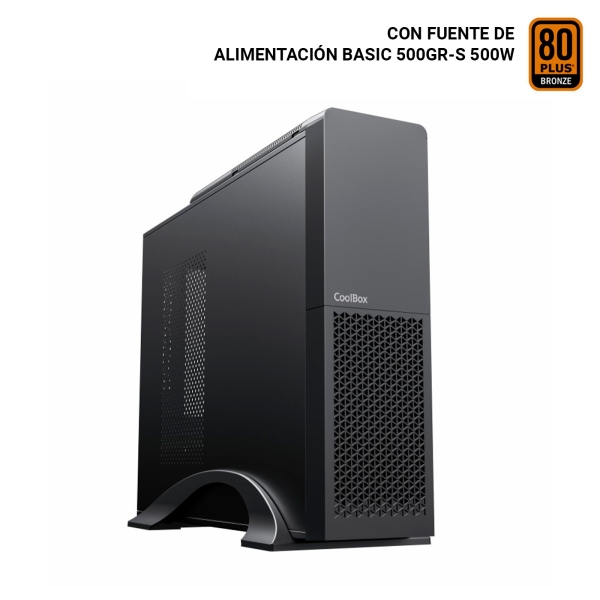 CoolBox T313 Slim Caja Torre Micro ATX, Mini ITX - Tamaño HDD 2.5\", 3.5\" - USB 3.0, USB-C - Fuente de Alimentacion 500W - Color Negro