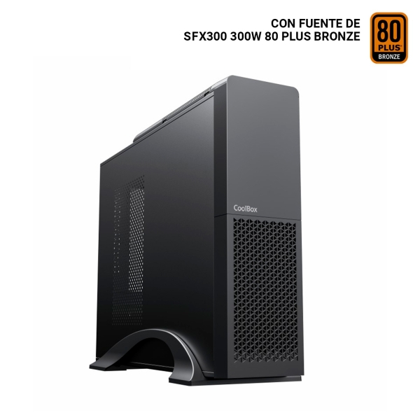 CoolBox T313-BZ Slim Caja Torre Micro ATX, Mini ITX - Tamaño HDD 2.5\", 3.5\" - USB 3.0, USB-C - Fuente de Alimentacion 300W - Color Negro