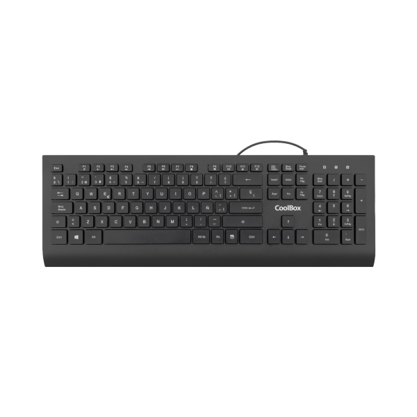 Coolbox FlatPro Teclado USB con 105 Teclas - Teclas planas - QWERTY Español - Color Negro